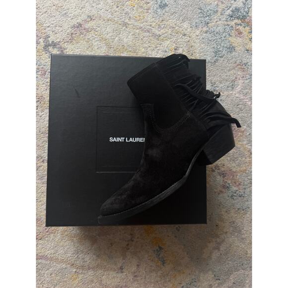 Saint Laurent Lukas Black Heeled Ankle Boot - Picture 8 of 16
